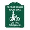 Signmission Pavement Stencil Please Walk Your Bike on Sidewalk, Green & White Alum, 18" x 24", GW-1824-23338 A-DES-GW-1824-23338 - alternate 1